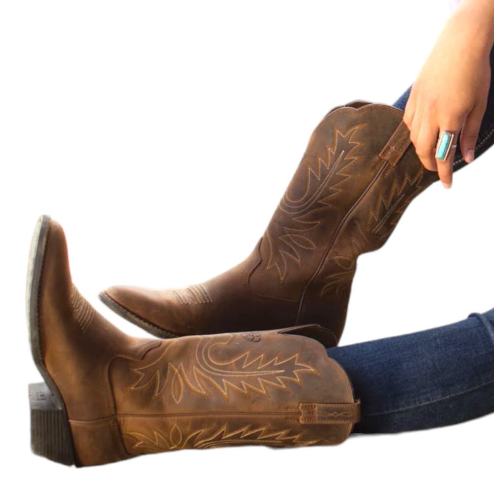 Ariat Heritage R Toe Western Boot in Distressed Brown